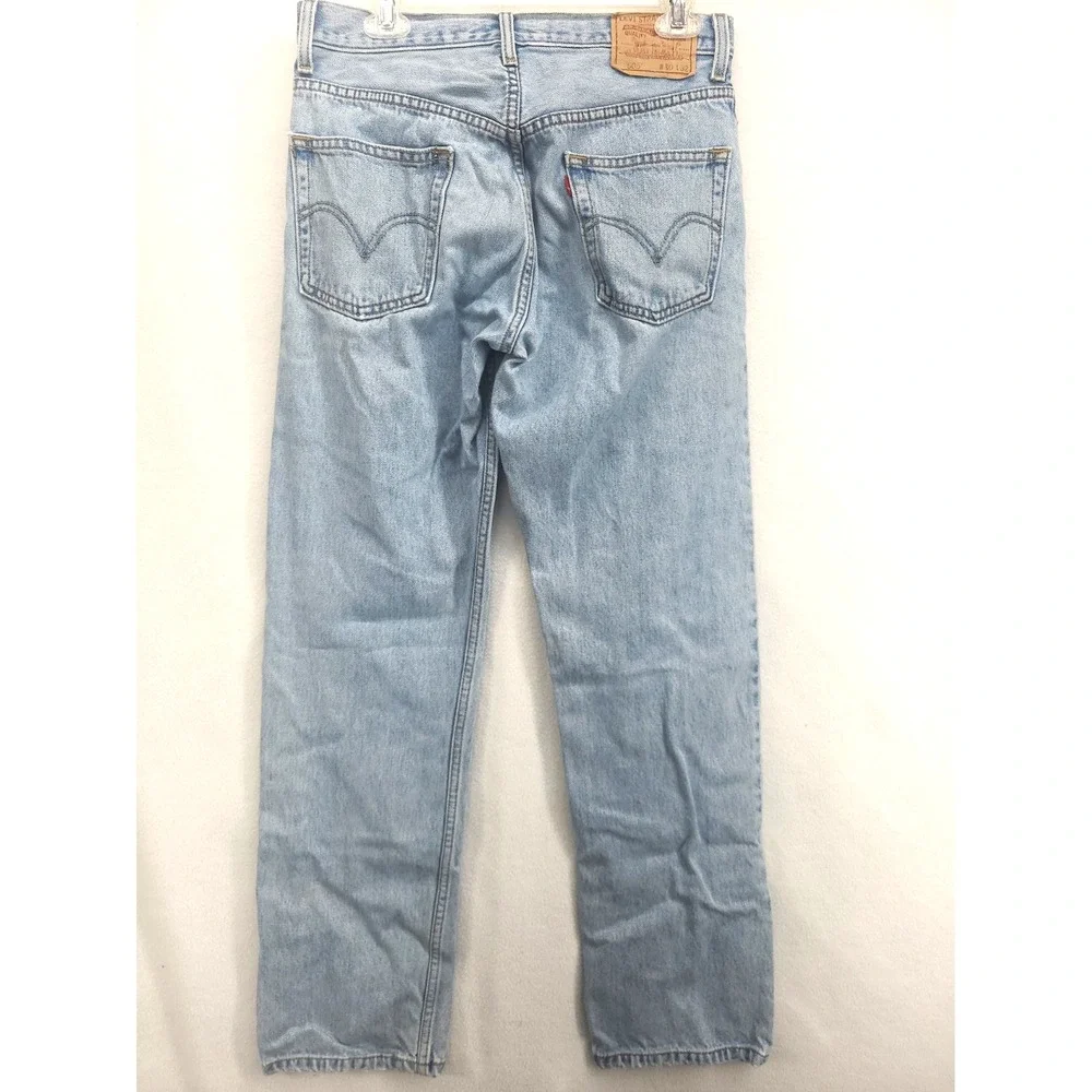 Mens 505 Levis 30x32 Lt Wash Reg Fit Straight Leg Distressed Workwear Grunge vtg